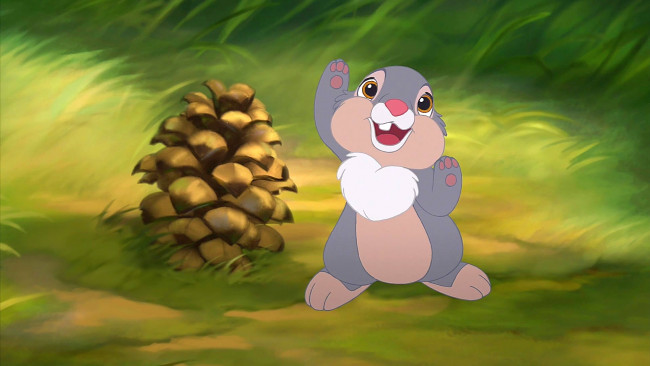 Обои картинки фото мультфильмы, bambi 2, заяц, шишка