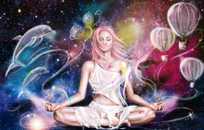 Обои картинки фото фэнтези, эльфы, девушка, фон, медитация, эльф