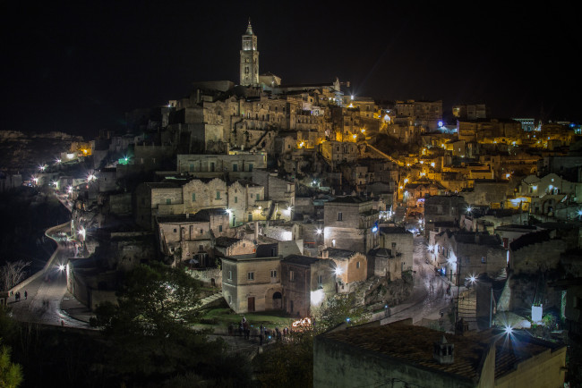 Обои картинки фото matera, города, - огни ночного города, огни, ночь