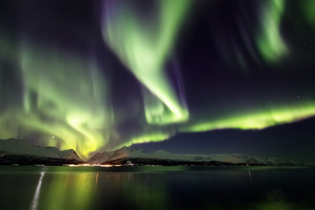 Обои картинки фото природа, северное сияние, простор