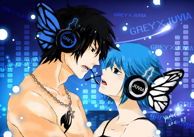 Обои картинки фото аниме, fairy tail, пара