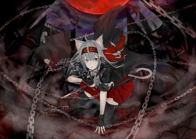 Обои картинки фото аниме, оружие,  техника,  технологии, девушка