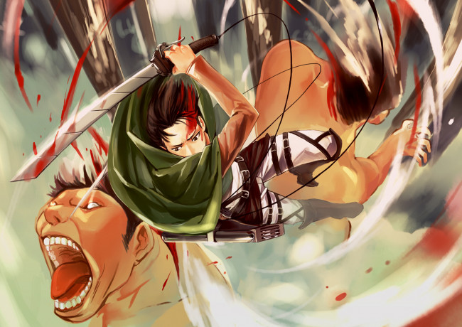 Обои картинки фото аниме, shingeki no kyojin, атака, титанов