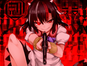 Картинка аниме touhou девушка взгляд фон