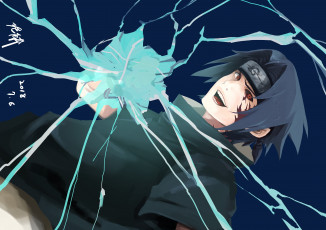 Картинка аниме naruto чидори учиха шаринган саске