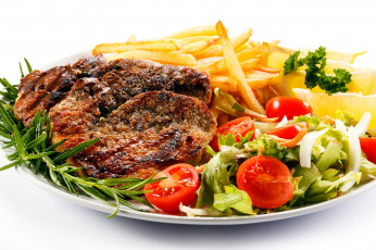 Картинка еда мясные+блюда картофель отбивная томаты помидоры