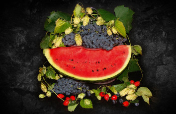 Картинка еда арбуз beauty красота хмель виноград китайка bride nice delicate wedding красивые elegantly bouquet cool обои на рабочий стол harmony корзинка фрукты ваза beautiful настроение