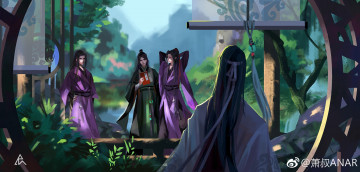 Картинка аниме unknown +другое+ кимоно двор парни