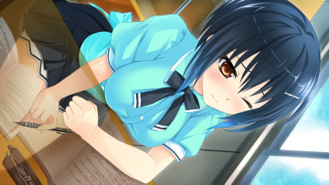 Картинка аниме baka+to+test+to+shoukanjuu девушка фон взгляд