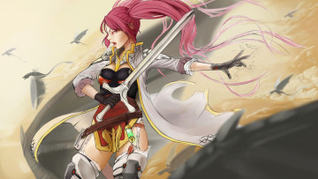 Картинка аниме оружие +техника +технологии меч девушка фон