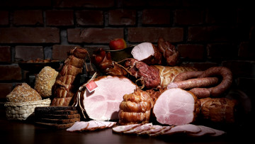 Картинка еда колбасные+изделия ветчина колбаса ассорти