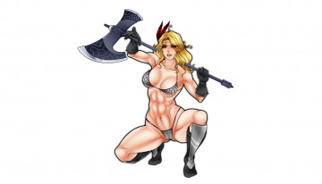 Картинка рисованное комиксы взгляд секира девушка фон