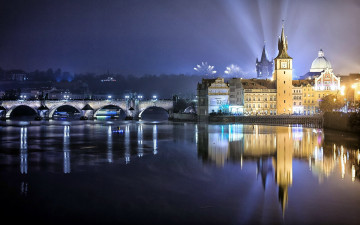 Картинка города прага+ Чехия мост река влтава