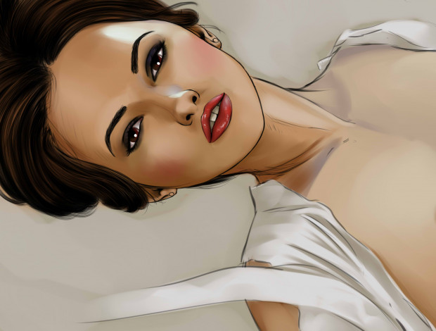 Обои картинки фото рисованное, люди, взгляд, девушка, фон