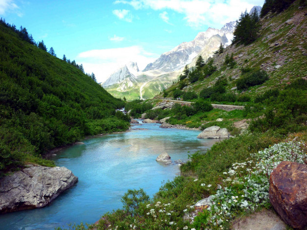 Обои картинки фото природа, реки, озера, река, горы