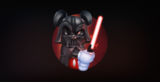 Обои картинки фото рисованное, минимализм, illustration, mickey, vader, mouse, darth, by, harvey, lanot, mickeyvader, dark, side