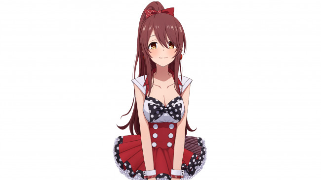 Обои картинки фото аниме, idolm@ster, фон, взгляд, девушка