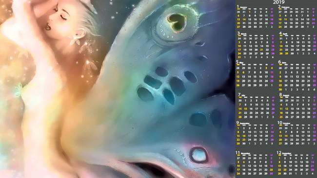 Обои картинки фото календари, фэнтези, крылья, девушка, профиль