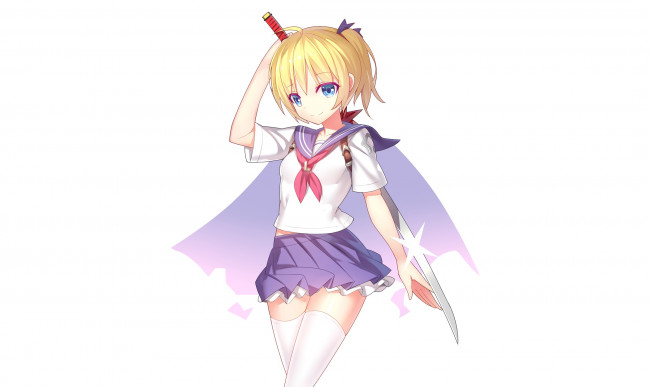 Обои картинки фото аниме, оружие,  техника,  технологии, фон, взгляд, девушка