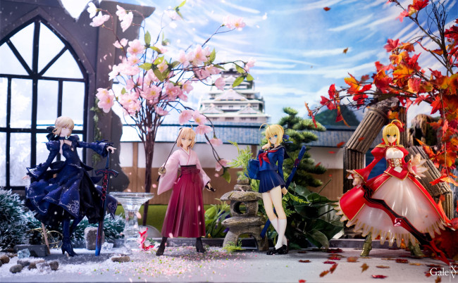 Обои картинки фото аниме, fate, stay night,  grand order,  apocrypha, времена, года, four, seasons, of, saber, девушки