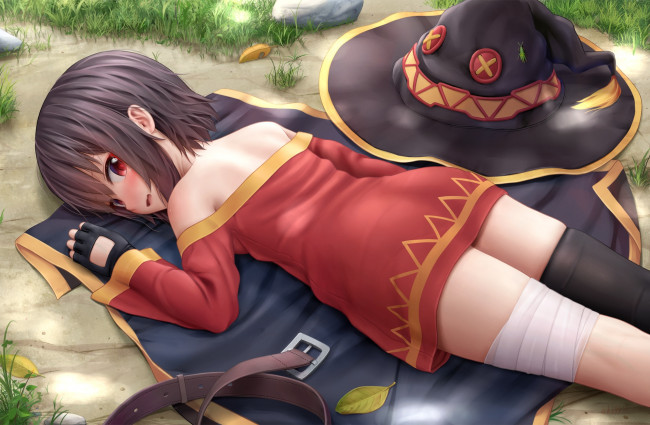 Обои картинки фото аниме, kono subarashii sekai ni shukufuku wo, девушка, взгляд, фон