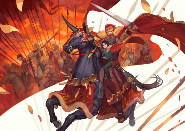 Обои картинки фото аниме, fate, stay night,  grand order,  apocrypha, меч, мальчик, копья, всадники