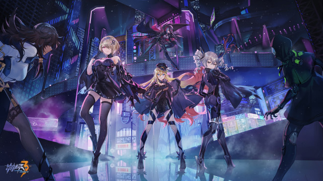 Обои картинки фото видео игры, honkai impact, девушки, город
