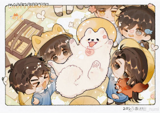 Картинка аниме животные +существа собака чиби малыши