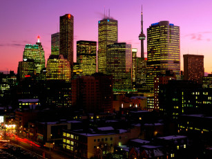 Картинка toronto at dusk ontario canada города торонто канада