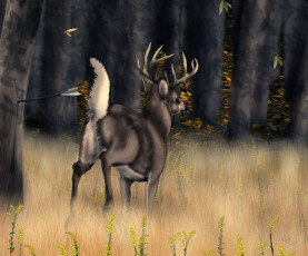 Картинка рисованные животные стрела олень