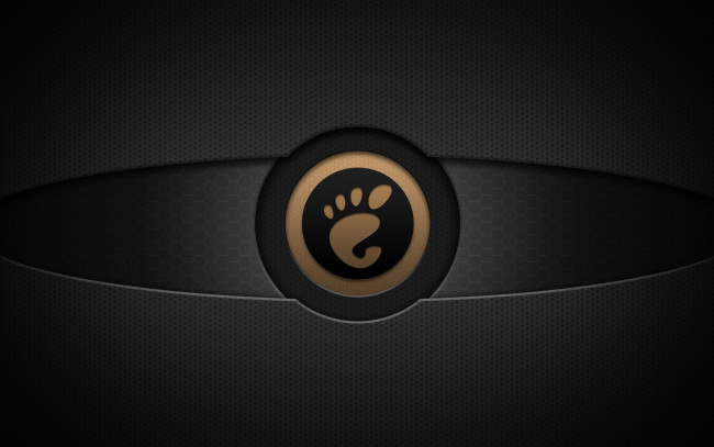 Обои картинки фото компьютеры, gnome, логотип, фон, тёмный, круг, сетка