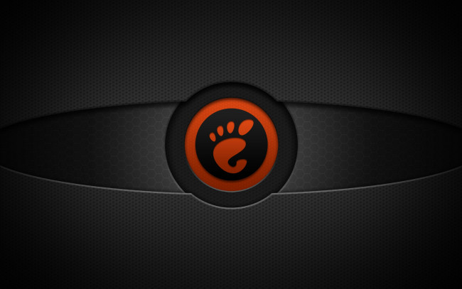 Обои картинки фото компьютеры, gnome, логотип, тёмный, круг, сетка, фон