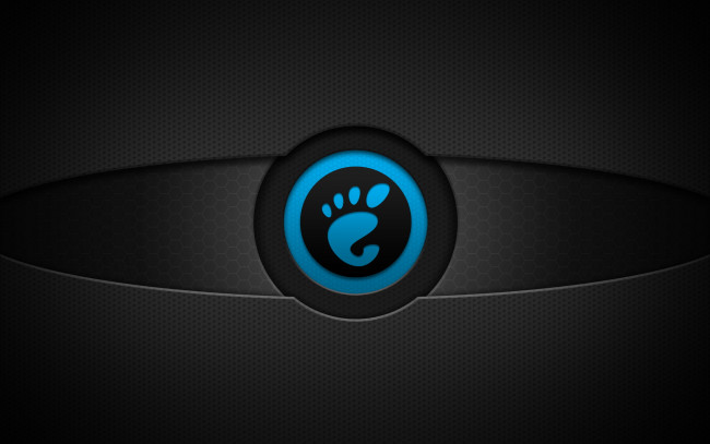 Обои картинки фото компьютеры, gnome, сетка, круг, логотип, фон, тёмный