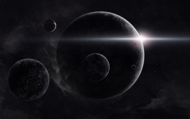 Обои картинки фото космос, арт, фон, тёмный, свечения, планеты