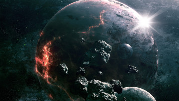 Картинка космос арт звезды астероиды планеты