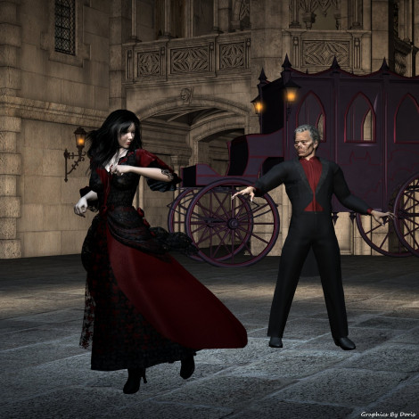 Обои картинки фото 3д, графика, people, люди, мужчина, женщина, карета