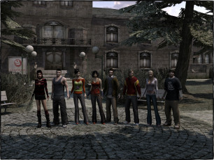 Картинка 3д графика people люди двор дом