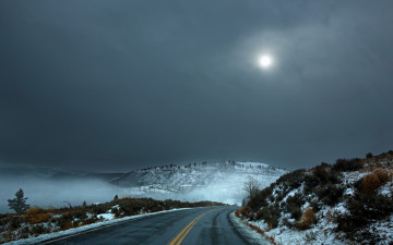 Картинка природа дороги ночь дорога пейзаж