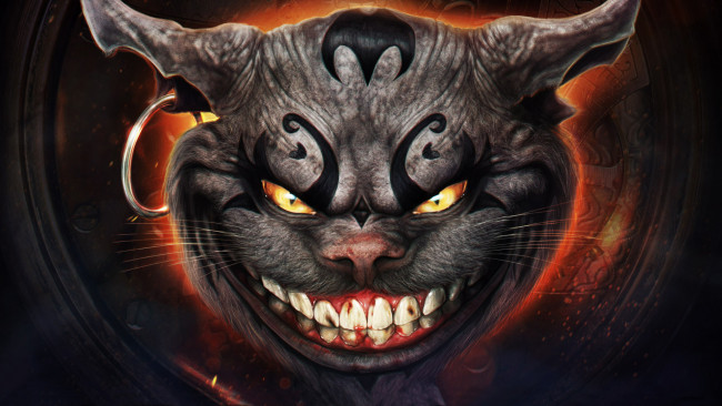 Обои картинки фото фэнтези, существа, серьга, зубы, кот