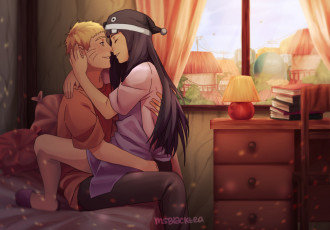 Картинка разное арты наруто хината девушка парень аниме арт романтика обьятия