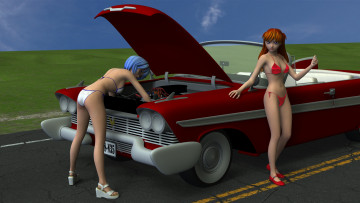 Картинка автомобили 3d+car&girl автомобиль фон взгляд девушки