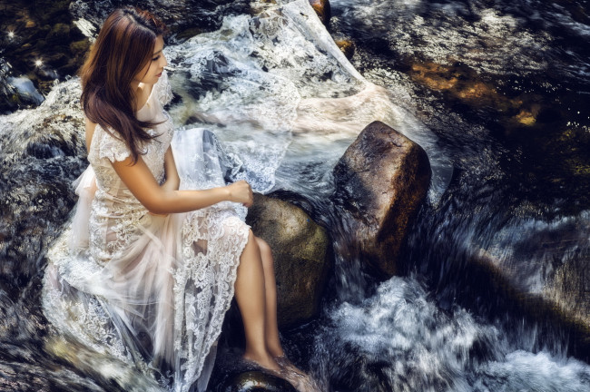Обои картинки фото девушки, -unsort , азиатки, девушка, азиатка, лето, река