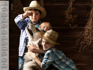 Картинка календари дети собака мальчик взгляд шляпа
