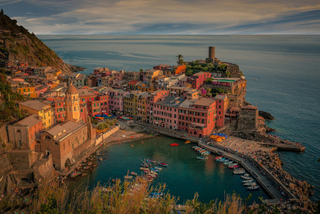 Обои картинки фото vernazza,  italy, города, - панорамы, побережье