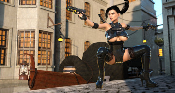 Картинка 3д+графика фантазия+ fantasy девушка фон униформа пистолет