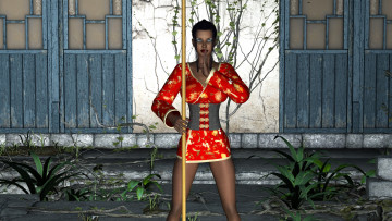 Картинка 3д+графика люди+ people девушка фон взгляд кимоно