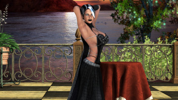 Картинка 3д+графика люди+ people девушка фон взгляд платье озеро