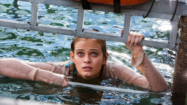 Обои картинки фото кино фильмы, shark night 3d, клетка, вода, девушка