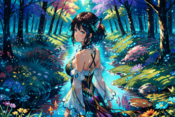 Картинка аниме пейзажи +природа нейросети графика нейроарт ai art нейронные сети рисунки нейро искусство