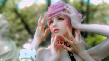 Картинка девушки tenletters образ косплей розовые волосы лицо руки